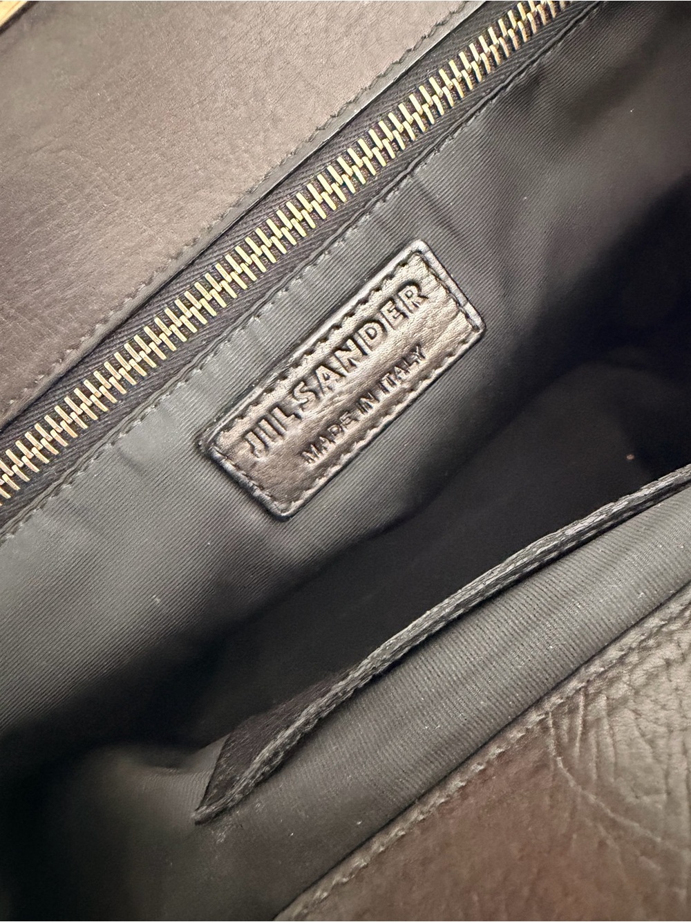 Jil Sander very dark gray Leather Top-Handle Shoulder Bag with Gold Frame - Picture 6 of 8